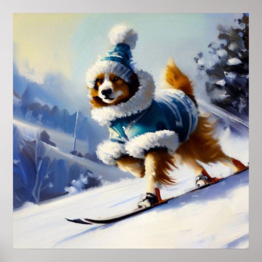 Honden skiën poster (Voorkant)