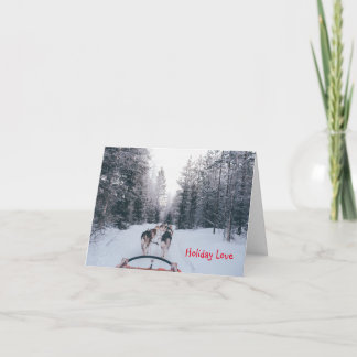 Honden Slede Kerstvakantie Liefdeskaart Notitiekaartje