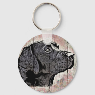 Honden Sleutelhanger Pastel Hout Labrador Kop