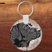 Honden Sleutelhanger Pastel Hout Labrador Kop (Voorkant)