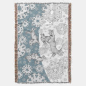 Honden & Sneeuwvlokken Blauw Wit Winter Leuke Kers Deken (Voorkant Verticaal)