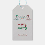 Honden spelen met kerstverlichting cadeaulabel (Voorkant)
