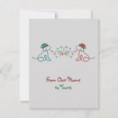 Honden spelen met kerstverlichting notitiekaartje (Voorkant)