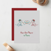 Honden spelen met kerstverlichting notitiekaartje (Voorkant / Achterkant in situ)