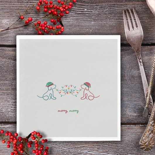 Honden spelen met kerstverlichting Party servetten