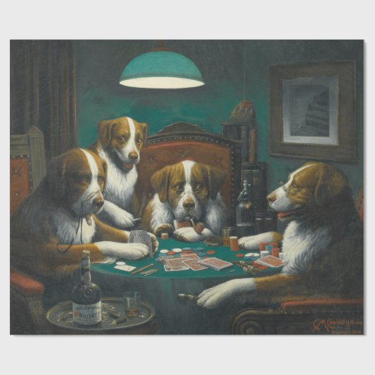 Honden spelen Poker (Animal Kaart Game) Cadeaupapier (Vlak)