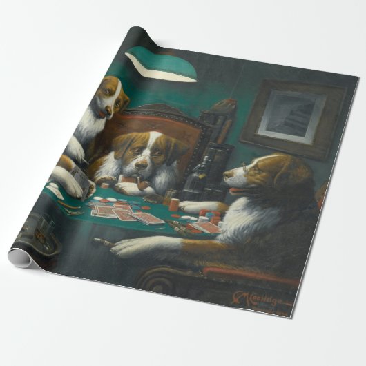 Honden spelen Poker (Animal Kaart Game) Cadeaupapier (Uitgerold)