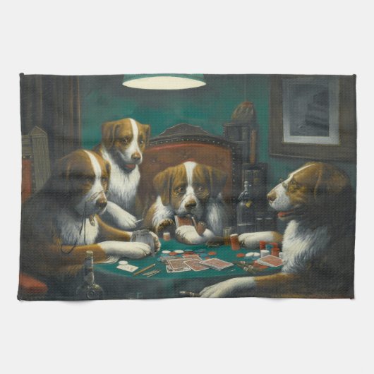 Honden spelen Poker (Animal Kaart Game) Theedoek (Horizontaal)