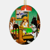 Honden spelen Poker Cards spel Keramisch Ornament (Rechts)