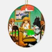 Honden spelen Poker Cards spel Keramisch Ornament (Links)