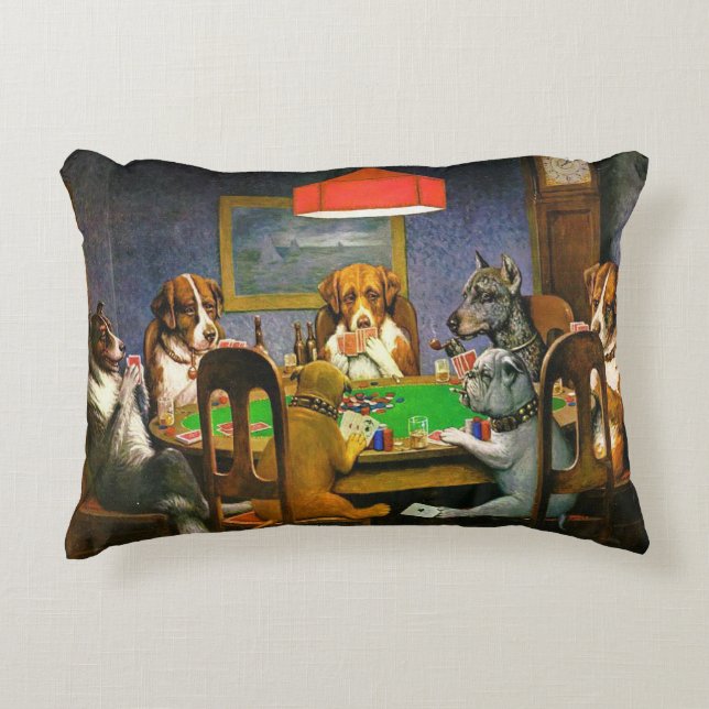 Honden spelen poker, kussen, kunst met een dikband accent kussen (Voorkant)