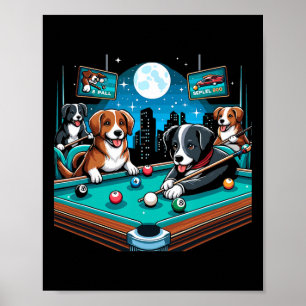 Honden spelen pooltafel biljart 8 bal poster