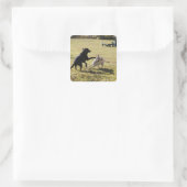 Honden spelen vierkante sticker (Tas)