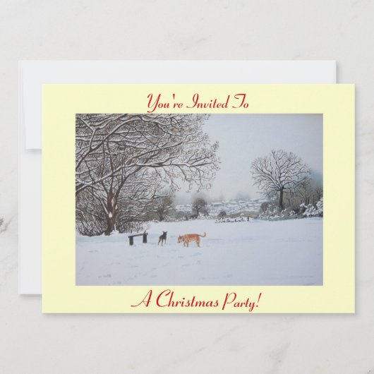 Honden spelen winter sneeuwscène kerstfeest kaart (Voorkant)