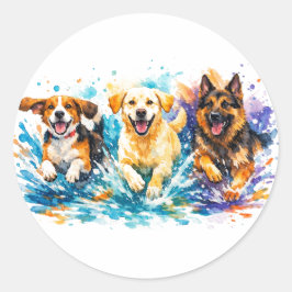Honden spetteren ronde sticker