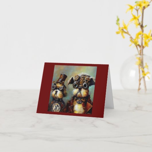 Honden Steampunk Kaart (Gele Bloem)