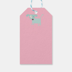Honden, sterren en bloemen cadeaulabel