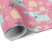 Honden, sterren en bloemen cadeaupapier (Rol Hoek)