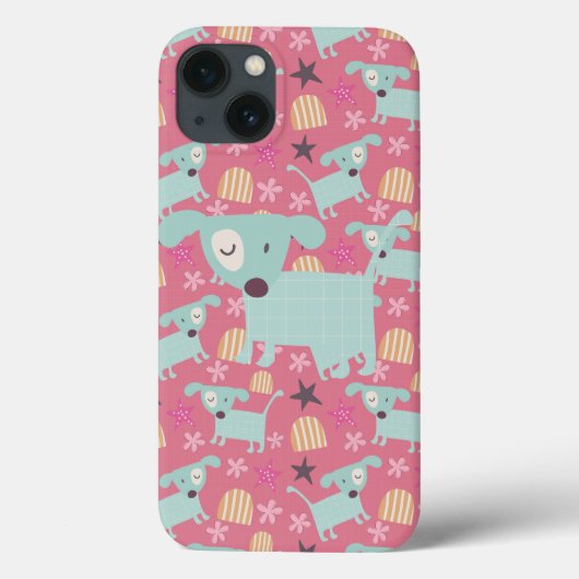 Honden, sterren en bloemen Case-Mate iPhone case (Achterkant)