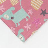 Honden, sterren en bloemen fleece deken (Hoek)