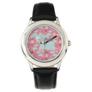 Honden, sterren en bloemen horloge