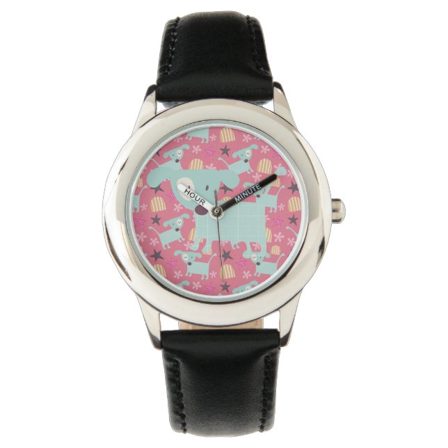 Honden, sterren en bloemen horloge (Voorkant)