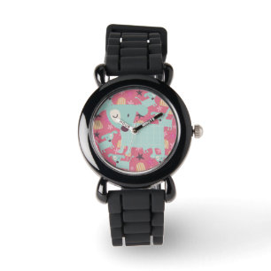 Honden, sterren en bloemen horloge