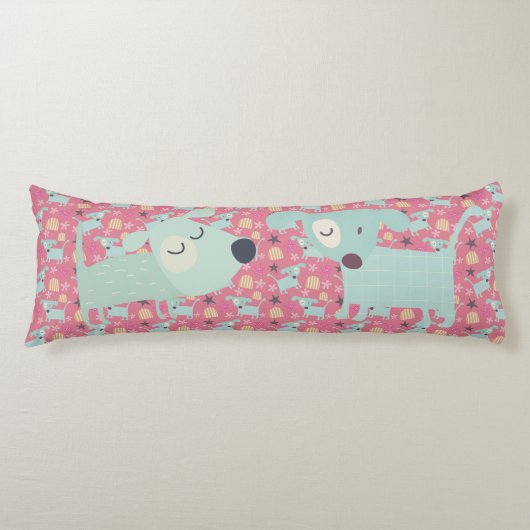 Honden, sterren en bloemen lichaamskussen (Voorkant)