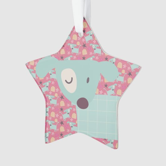 Honden, sterren en bloemen ornament (voorkant)