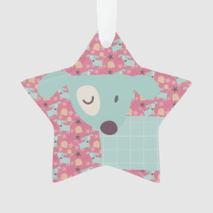 Honden, sterren en bloemen ornament