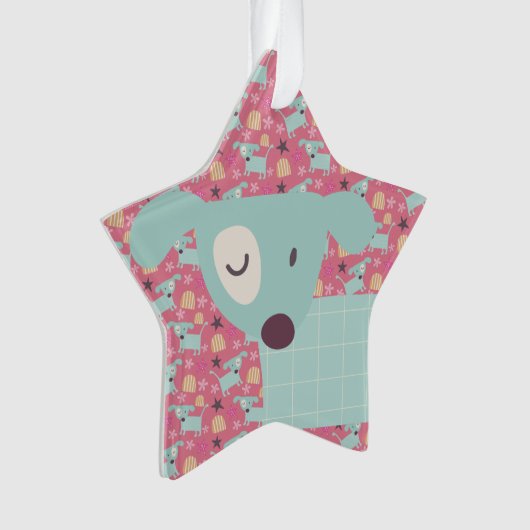 Honden, sterren en bloemen ornament (voorkant)