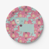 Honden, sterren en bloemen papieren bordje (Voorkant)