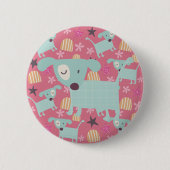 Honden, sterren en bloemen ronde button 5,7 cm (Voorkant)