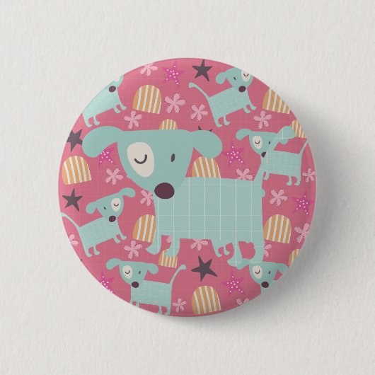 Honden, sterren en bloemen ronde button 5,7 cm (Voorkant)