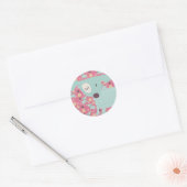 Honden, sterren en bloemen ronde sticker (Envelop)