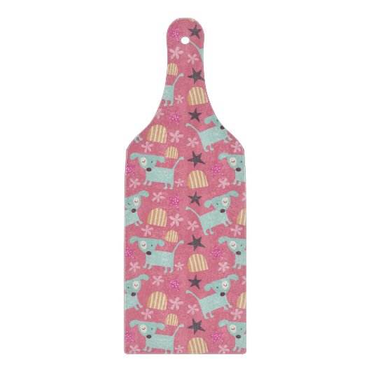 Honden, sterren en bloemen snijplank (Voorkant)