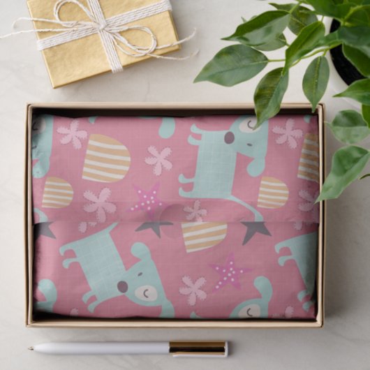 Honden, sterren en bloemen tissuepapier (Geschenk)