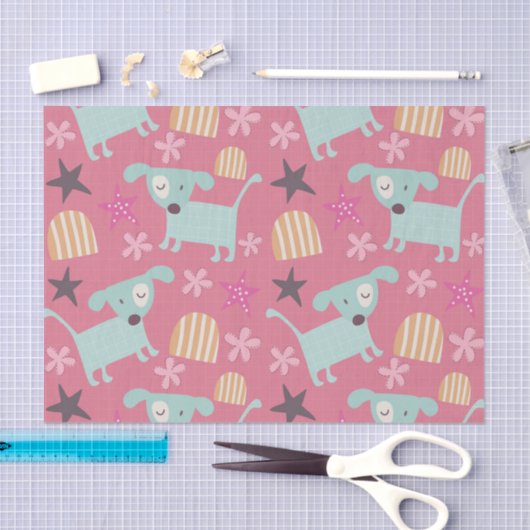 Honden, sterren en bloemen tissuepapier (Craft)