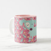 Honden, sterren en bloemen tweekleurige koffiemok (Voorkant links)