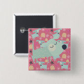 Honden, sterren en bloemen vierkante button 5,1 cm (Voorkant /achterkant)