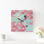 Honden, sterren en bloemen vierkante klok (Huis)