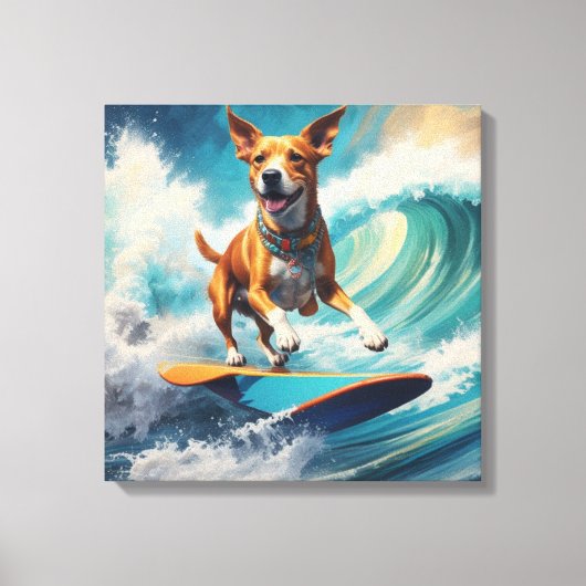 Honden surfen canvas afdruk (Voorkant)