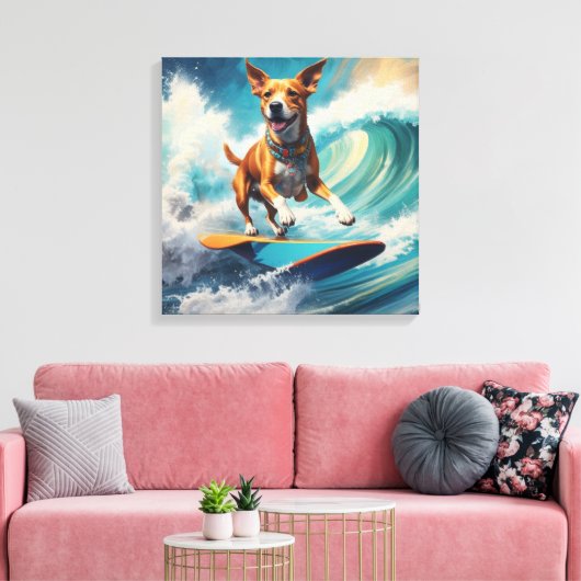Honden surfen canvas afdruk (Insitu (Woonkamer))