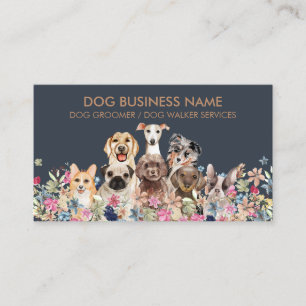 Honden tekenen bloemen ontwerp modern eenvoudig visitekaartje