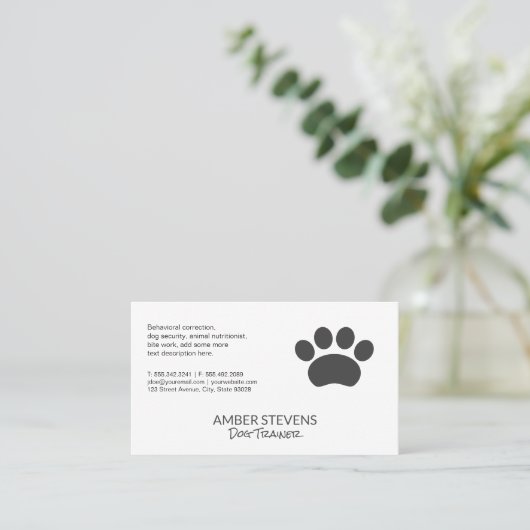 Honden trainer | Oppasser | Pootafdruk Visitekaartje (Staand voorkant)