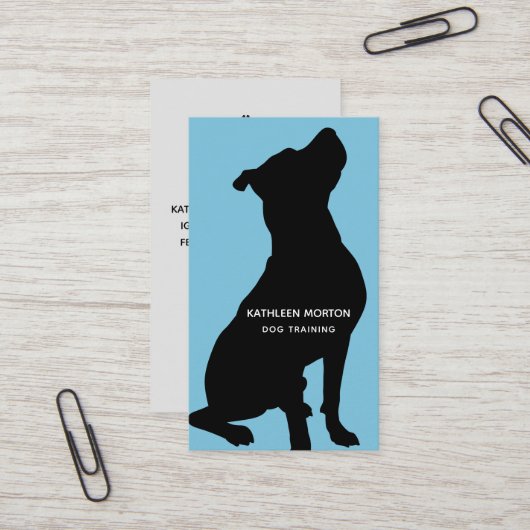 Honden Trainer Zwarte Silhouet Visitekaartje (Voorkant / Achterkant in situ)