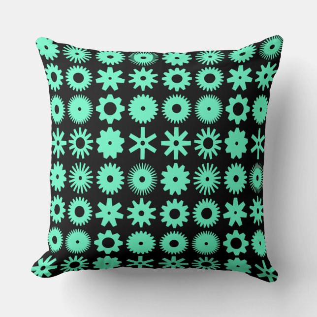 Honden - Turquoise op Black Kussen (Voorkant)