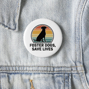 Honden uit het asiel redden levens Retro Grafische Ronde Button 5,7 Cm