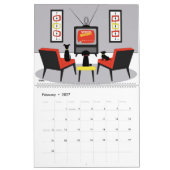 Honden uit het midden van de eeuw kijken tv kalender (Feb 2027)