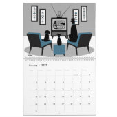 Honden uit het midden van de eeuw kijken tv kalender (Jan 2027)